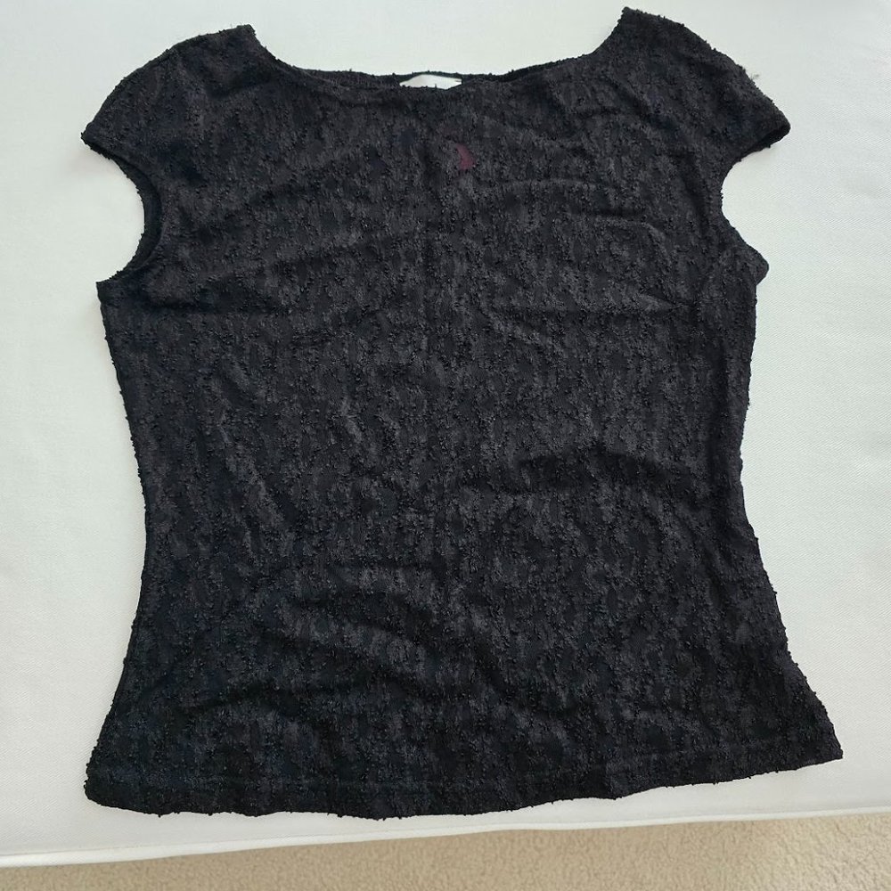 Jonden Sexy Black Lace Cap Sleeve Top NWOT Made in USA